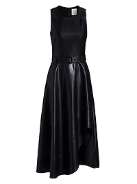 Zelda Faux-Leather High-Low Midi-Dress