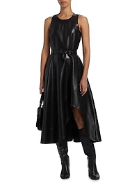 Zelda Faux-Leather High-Low Midi-Dress