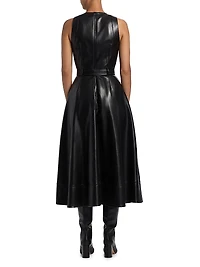 Zelda Faux-Leather High-Low Midi-Dress