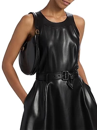 Zelda Faux-Leather High-Low Midi-Dress