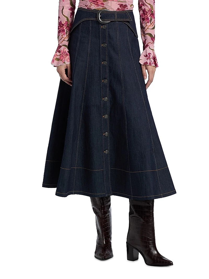 Briony Denim Midi-Skirt