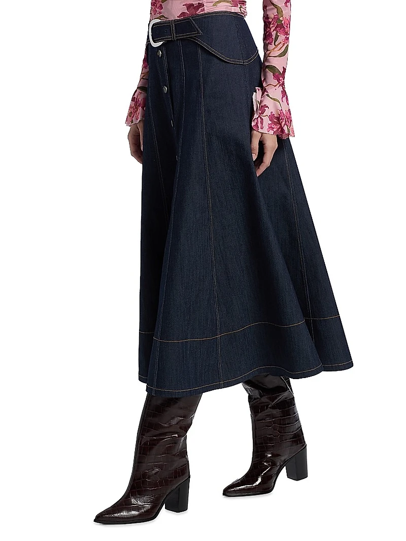 Briony Denim Midi-Skirt