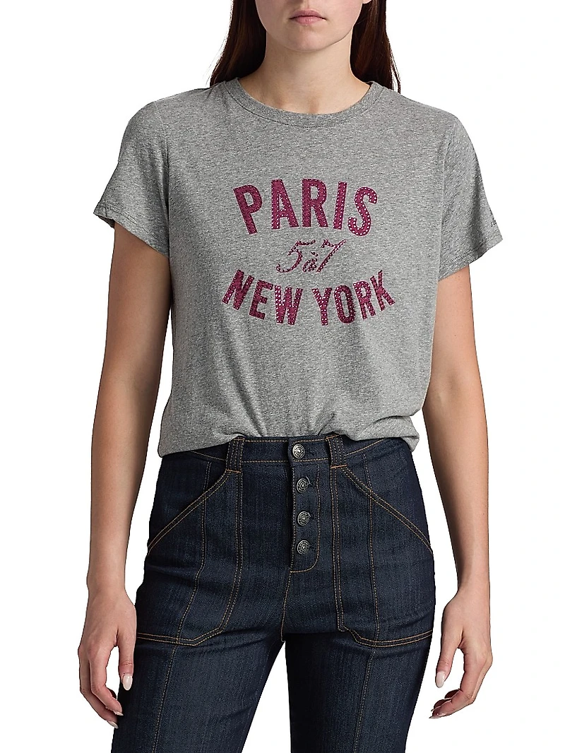 Paris NY Rhinestone Logo T-Shirt
