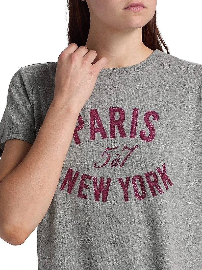 Paris NY Rhinestone Logo T-Shirt