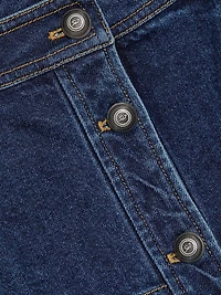 Wilhelmina Tiered Button-Front Denim Midi-Skirt