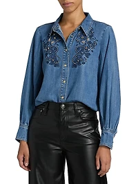 Juliette Rhinestone-Embellished Embroidered Top