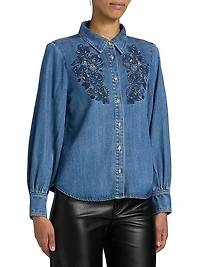 Juliette Rhinestone-Embellished Embroidered Top