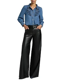 Juliette Rhinestone-Embellished Embroidered Top
