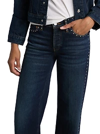 Studded Mid-Rise Wide-Leg Jeans