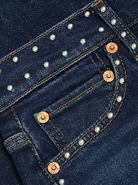 Studded Mid-Rise Wide-Leg Jeans