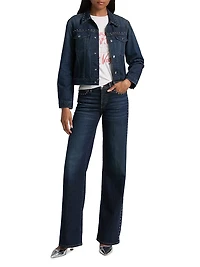 Studded Mid-Rise Wide-Leg Jeans