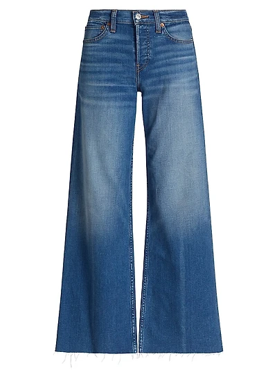 Mid-Rise Wide-Leg Crop Jeans