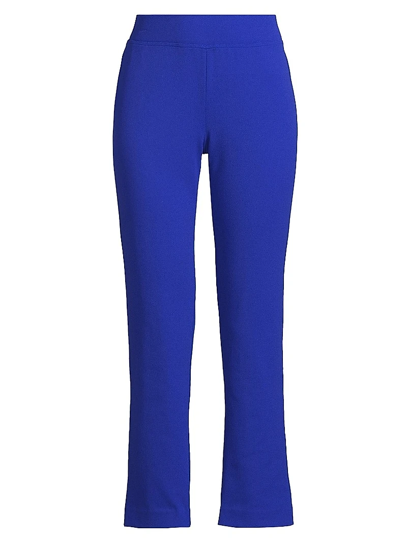 Stretch Deco Crepe Straight-Leg Ankle Pants