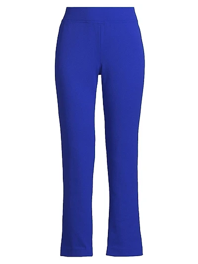 Stretch Deco Crepe Straight-Leg Ankle Pants