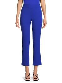 Stretch Deco Crepe Straight-Leg Ankle Pants