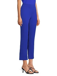 Stretch Deco Crepe Straight-Leg Ankle Pants