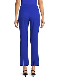 Stretch Deco Crepe Straight-Leg Ankle Pants