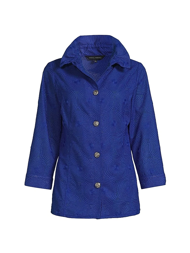 Textured Ruched-Collar Jacket