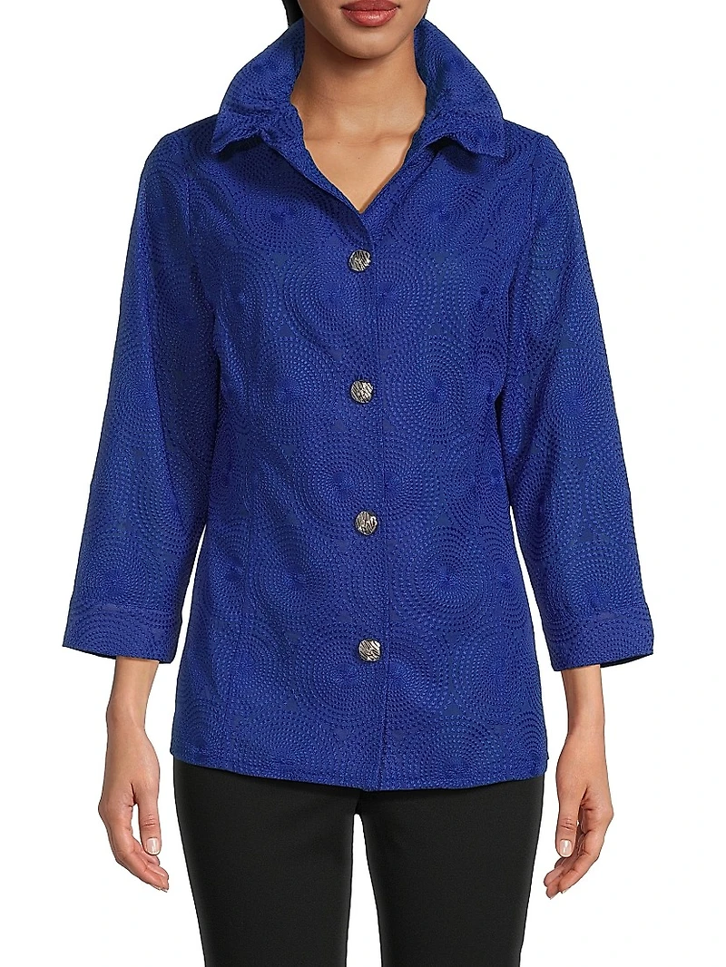 Textured Ruched-Collar Jacket