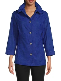 Textured Ruched-Collar Jacket