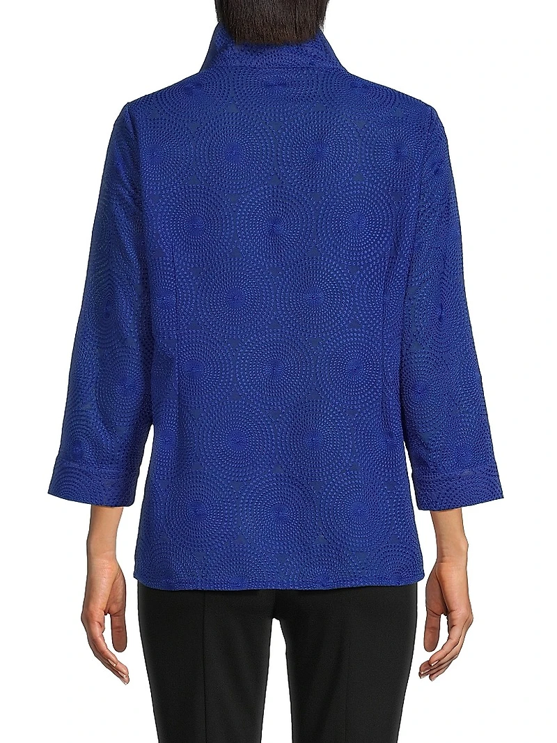 Textured Ruched-Collar Jacket