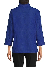 Textured Ruched-Collar Jacket