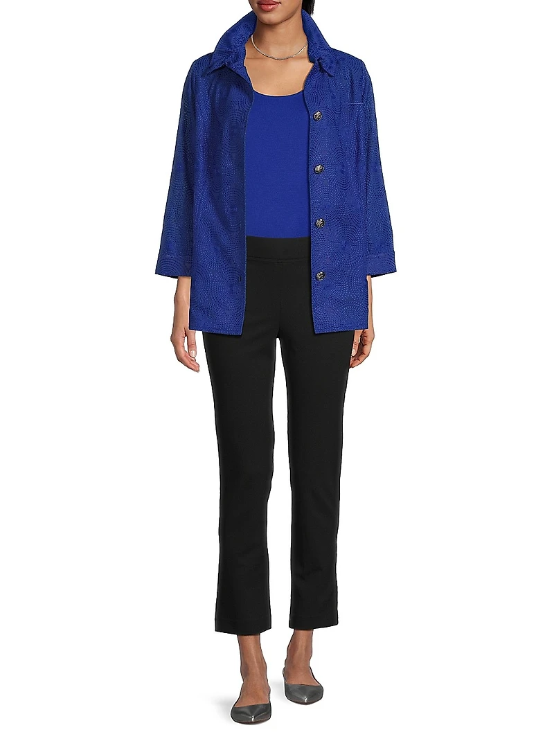 Textured Ruched-Collar Jacket