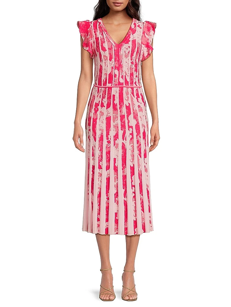 Jacquard Fit-n-Flare Midi-Dress