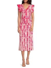 Jacquard Fit-n-Flare Midi-Dress