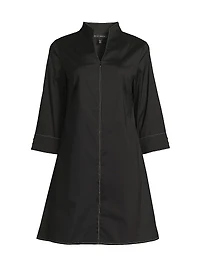 Zip-Front Stretch Cotton Shirtdress
