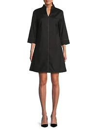 Zip-Front Stretch Cotton Shirtdress