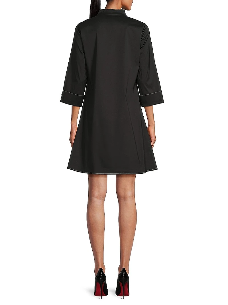 Zip-Front Stretch Cotton Shirtdress