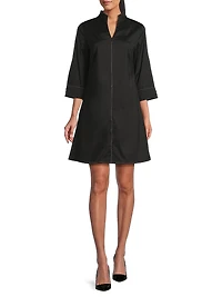 Zip-Front Stretch Cotton Shirtdress