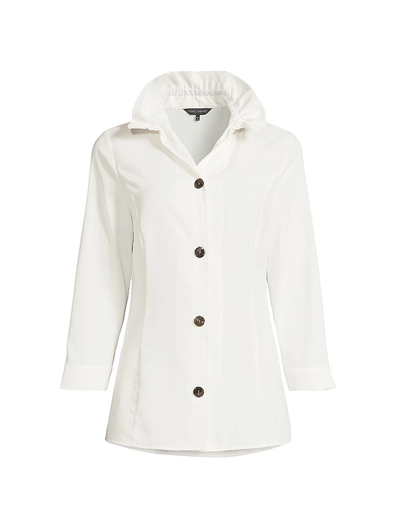 Ruffle Neck Crepe Blouse