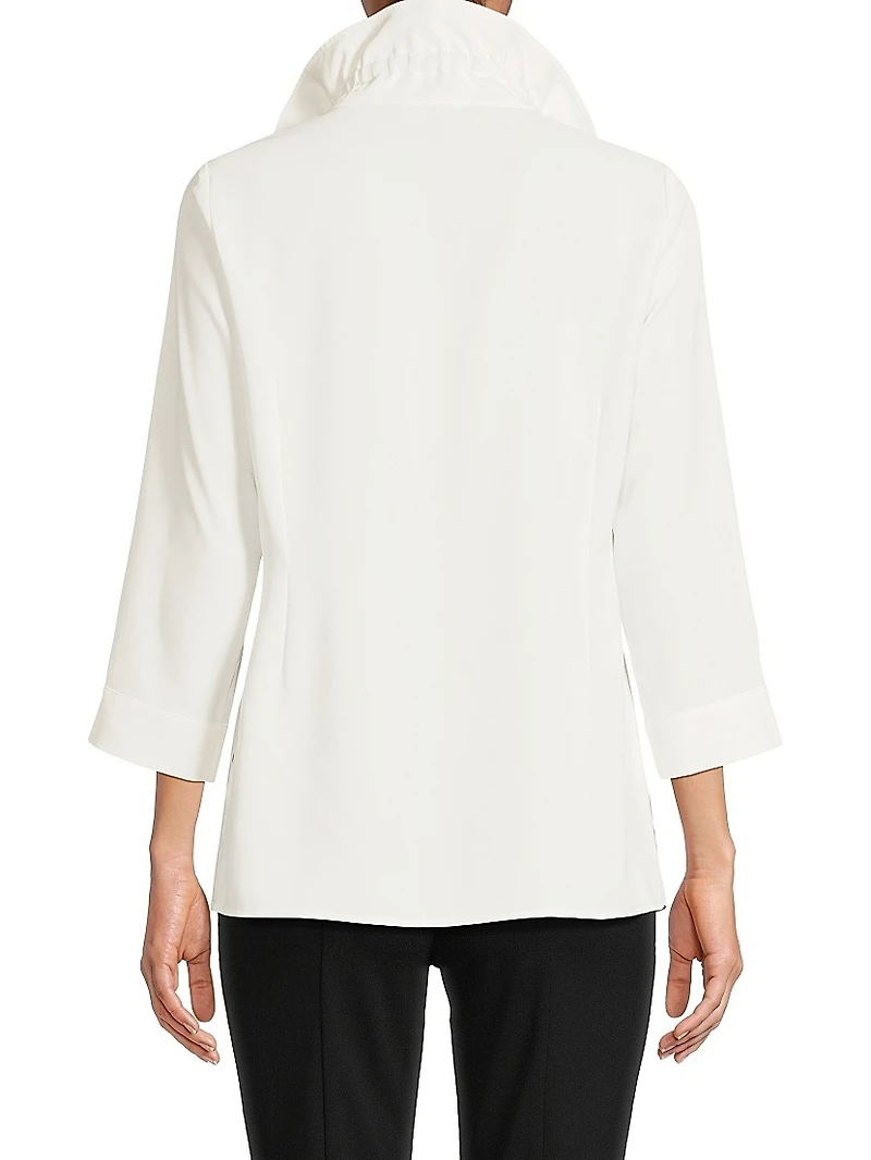 Ruffle Neck Crepe Blouse