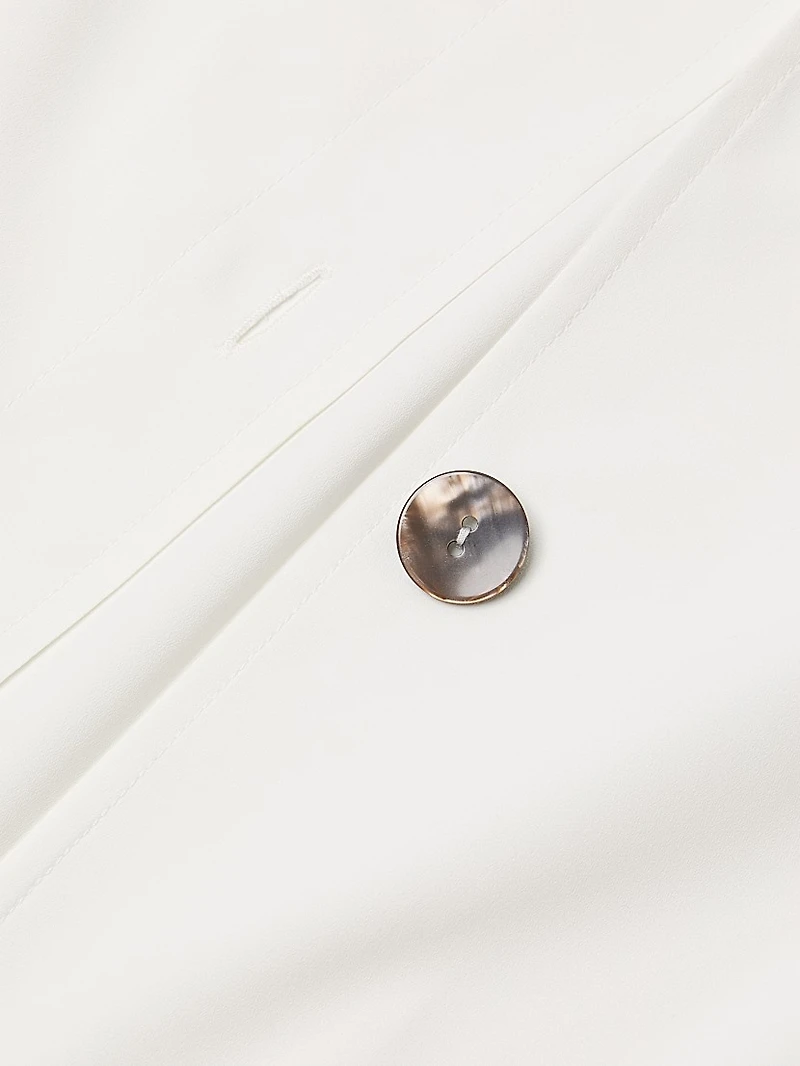 Ruffle Neck Crepe Blouse