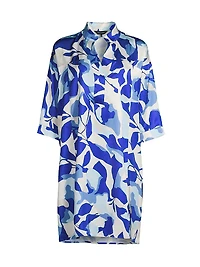 Floral Crepe de Chine Shirt Dress