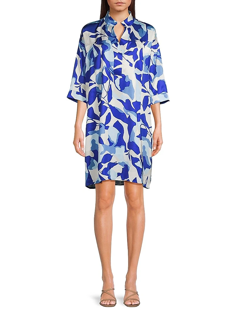 Floral Crepe de Chine Shirt Dress