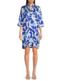 Floral Crepe de Chine Shirt Dress