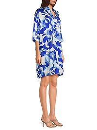 Floral Crepe de Chine Shirt Dress