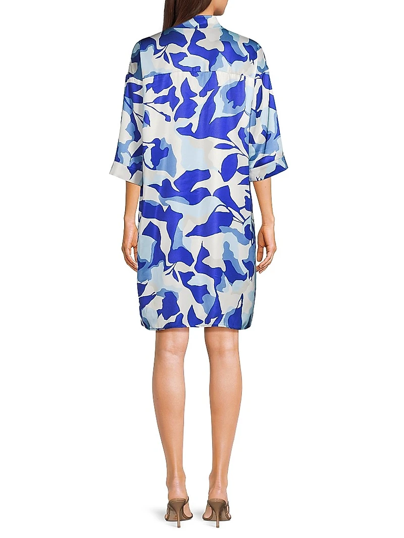 Floral Crepe de Chine Shirt Dress