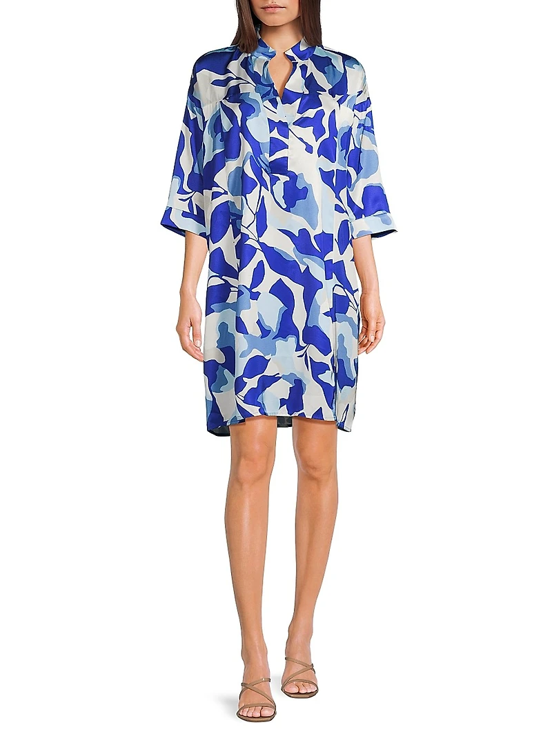 Floral Crepe de Chine Shirt Dress