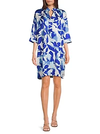 Floral Crepe de Chine Shirt Dress