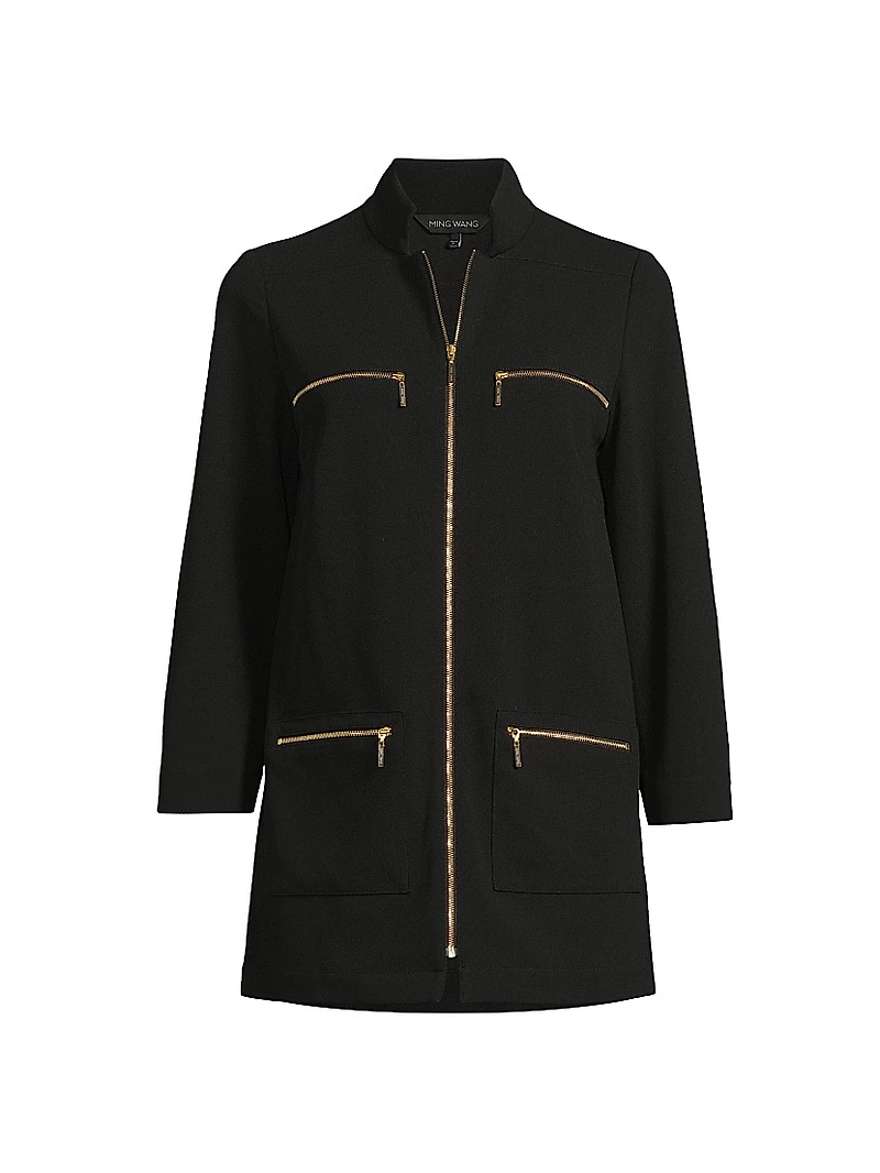 Stretch Deco Crepe Utility Jacket