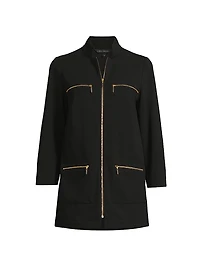 Stretch Deco Crepe Utility Jacket