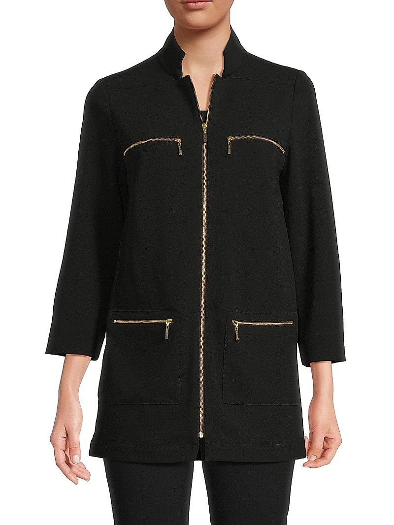 Stretch Deco Crepe Utility Jacket
