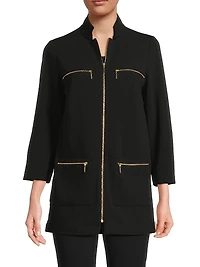 Stretch Deco Crepe Utility Jacket