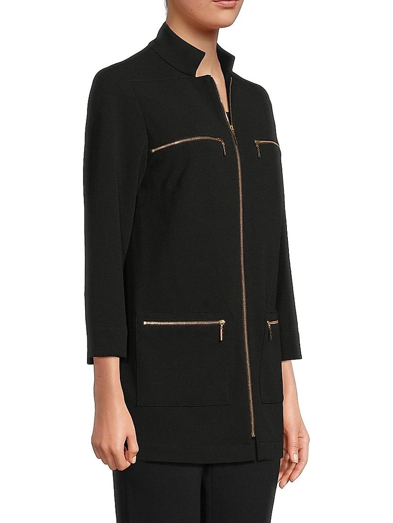 Stretch Deco Crepe Utility Jacket