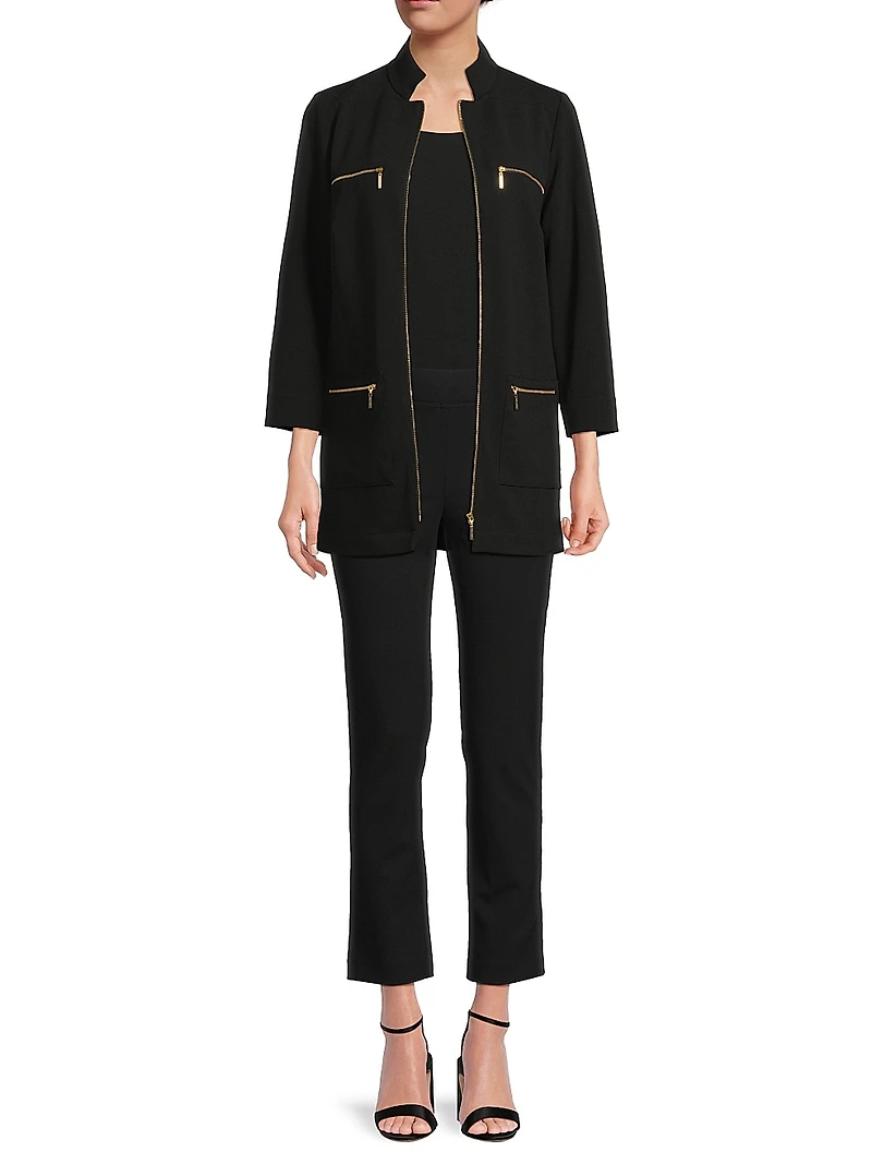 Stretch Deco Crepe Utility Jacket