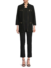 Stretch Deco Crepe Utility Jacket